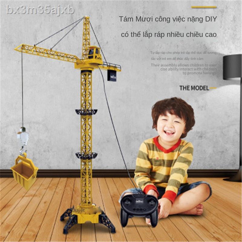 Cần cẩu tháp điều khiển từ xa cần cẩu sạc cần cẩu cần cẩu điện điều khiển từ xa xe tải kỹ thuật đồ chơi trẻ em món