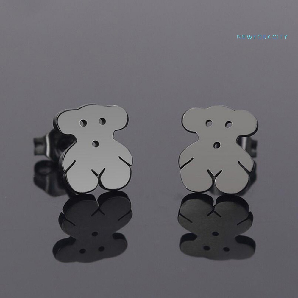 Khuyên Tai Hình Gấu Hoạt Hình Mini Bằng Thép Không Gỉ