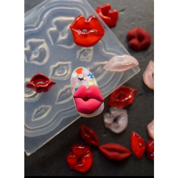 Khuôn nail môi son nụ hôn trang trí móng tay sơn nail gel uv bột đắp bột nhúng nail gel art