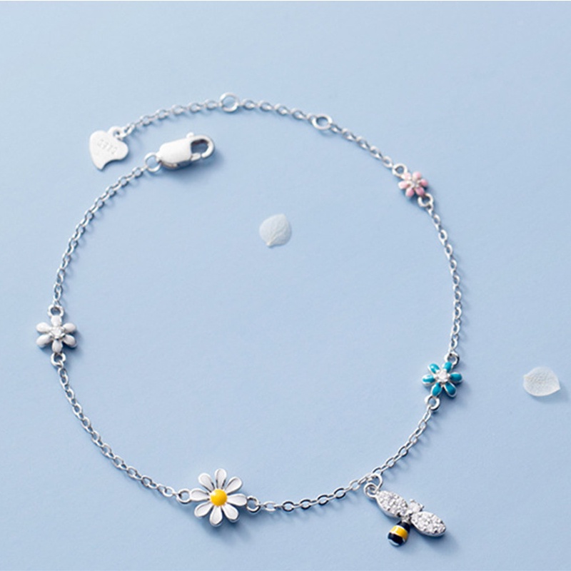 Daisy Bracelet dễ thương đầy màu sắc thời trang Rhinestone Bee Bracelet