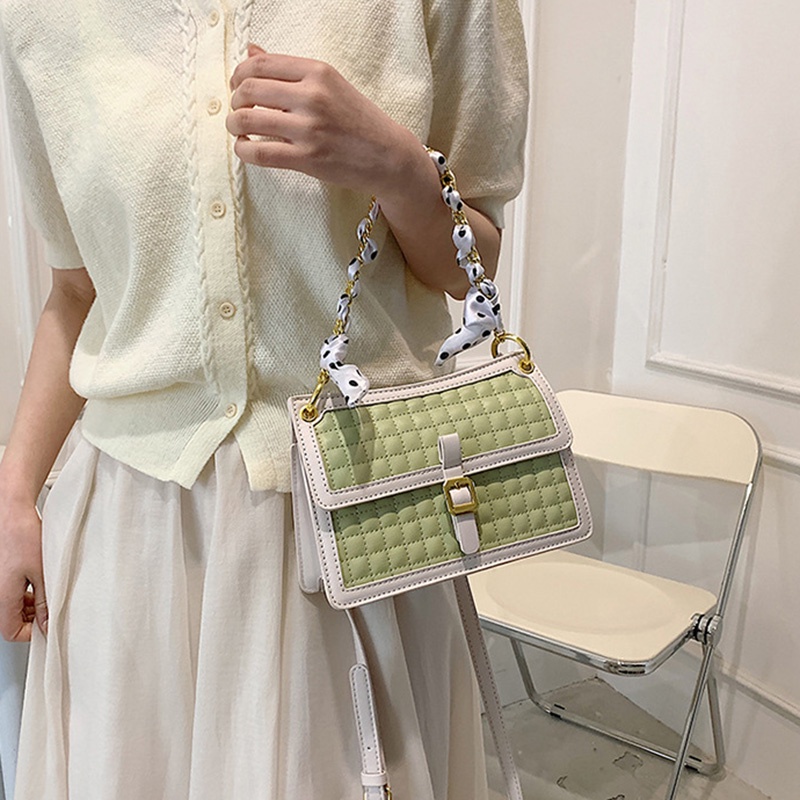 IELGY Túi Đeo Vai Hình Vuông Cỡ Nhỏ Vải Lụa Phối Dây Xích Thời Trang Cho Nữ