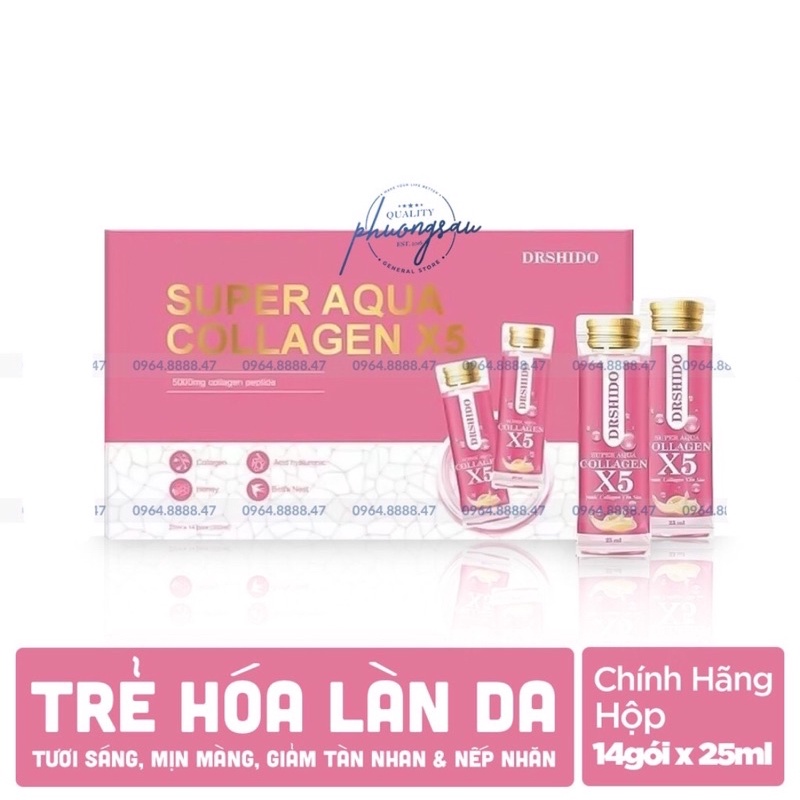 [ Chính hãng] Nước collagen yến sào,Super Aqua Collagen X5( 14 gói)