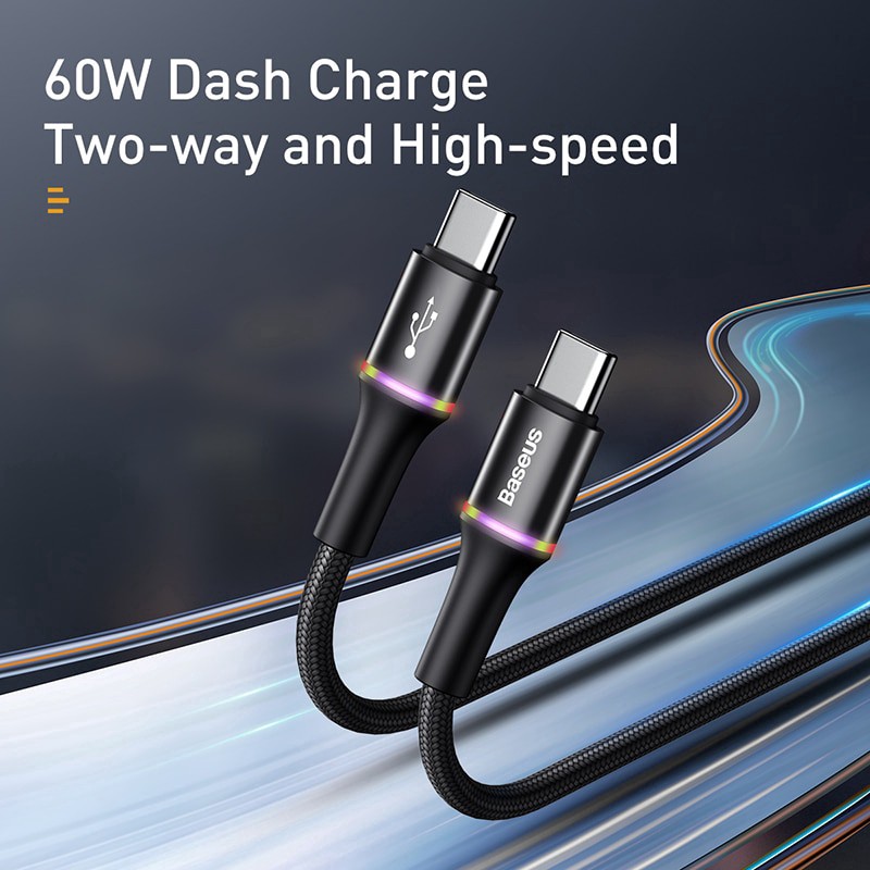 Dây sạc nhanh và truyền dữ liệu Baseus PD2.0 60W cổng USB Type C to Type C cho Samsung Xiaomi Redmi Macbook Pro