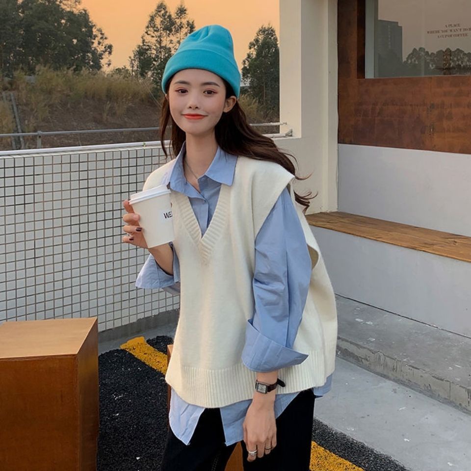 【Yuki】Set áo sơ mi + gile đậm chất phong cách Hàn QUốc có bán lẻ