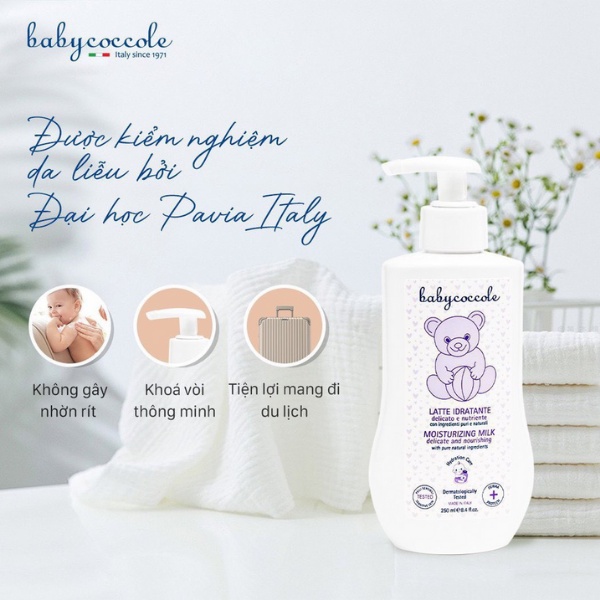 Sữa dưỡng thể cho bé Babycoccole 0M+ dưỡng da trẻ em &amp; em bé từ sơ sinh chiết xuất hạnh nhân 250ml