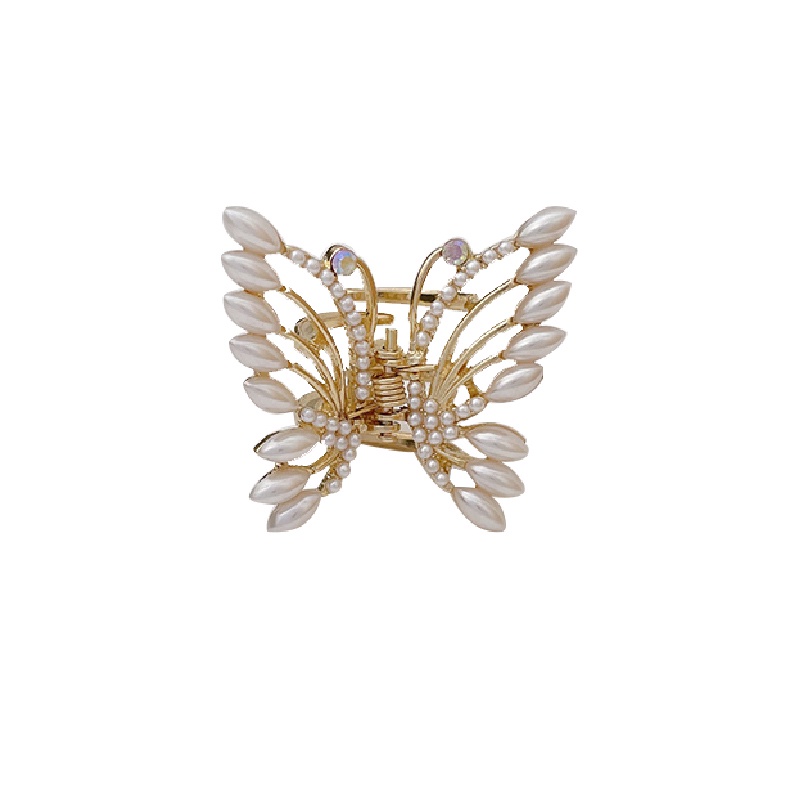 Kẹp tóc hình bướm đính ngọc trai giả thiết kế thanh lịch cho nữ