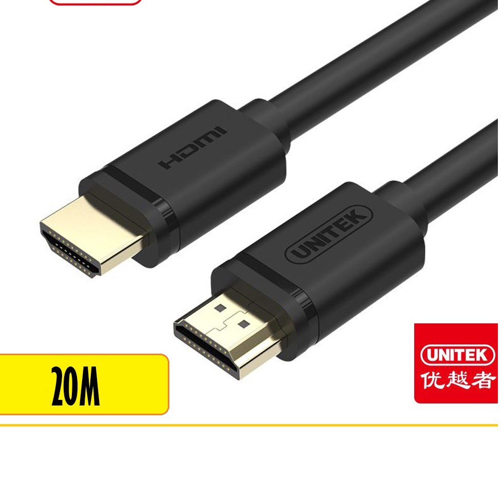 Y-C144 - Cáp HDMI unitek 20m 2 đầu đực - Dây HDMI 2 đầu đực 20m Unitek,   (HÀNG CHÍNH HÃNG)