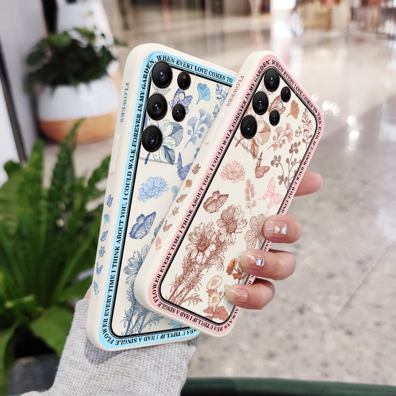 Ốp Điện Thoại Họa Tiết Hoa Vintage Sáng Tạo Cho Samsung Galaxy S23 S22 Ultra Plus