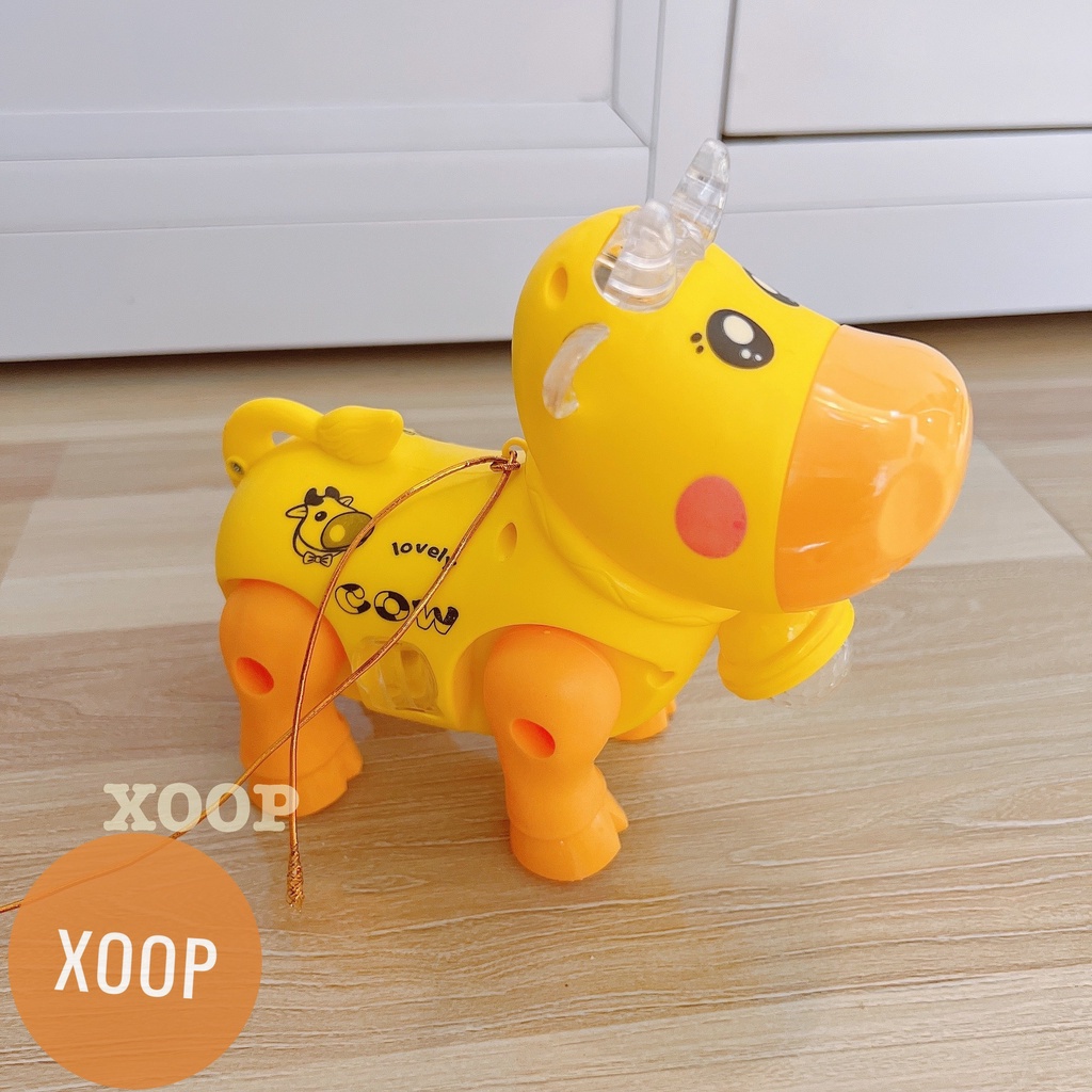 [Tặng pin] Đồ chơi chú bò có nhạc phát sáng chạy pin đáng yêu cho bé