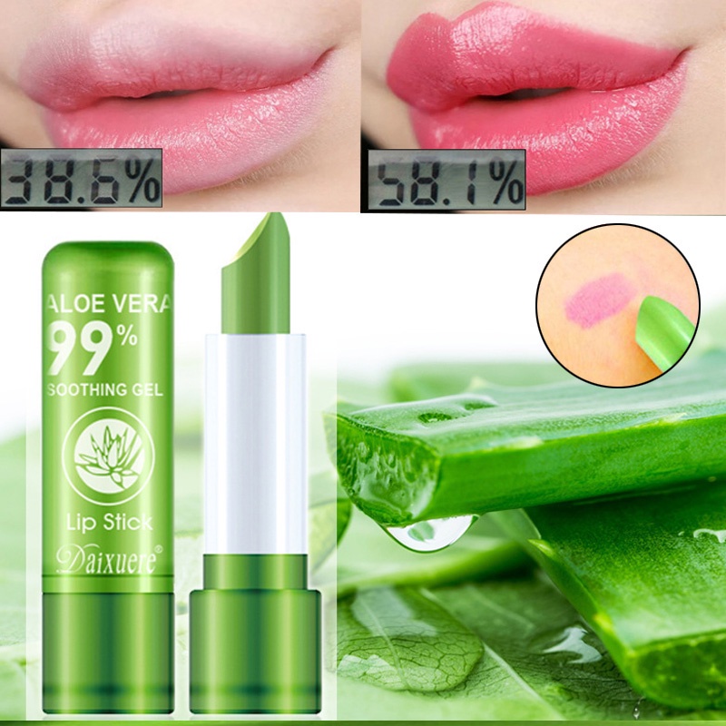 1 Son Dưỡng Môi Chiết Xuất Lô Hội Tự Nhiên Dưỡng Ẩm Lâu Trôi Thay Đổi Màu Sắc Theo Nhiệt Độ