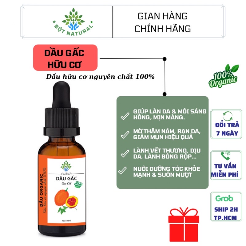 Dầu gấc nguyên chất 100%  - Gac Oil  Organic 10ml-50ml | Bột Natural
