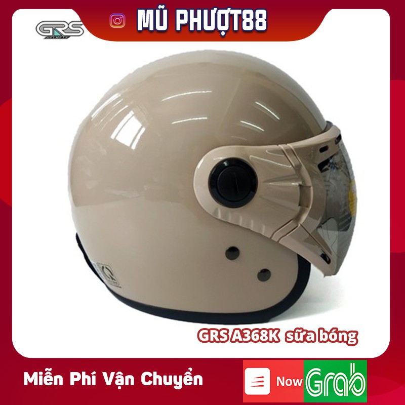 Mũ GRS A368K XÁM NHÁM - Mũ 3/4 form nhỏ gọn dành cho người lớn.