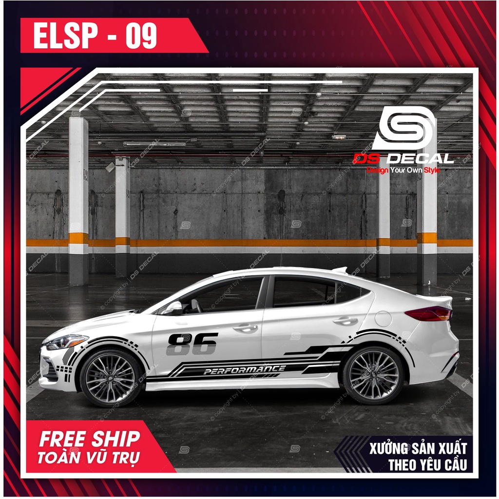 Tem dán xe ô tô Hyundai Elantra - 030 - decal dán xe ô tô - DS Decal