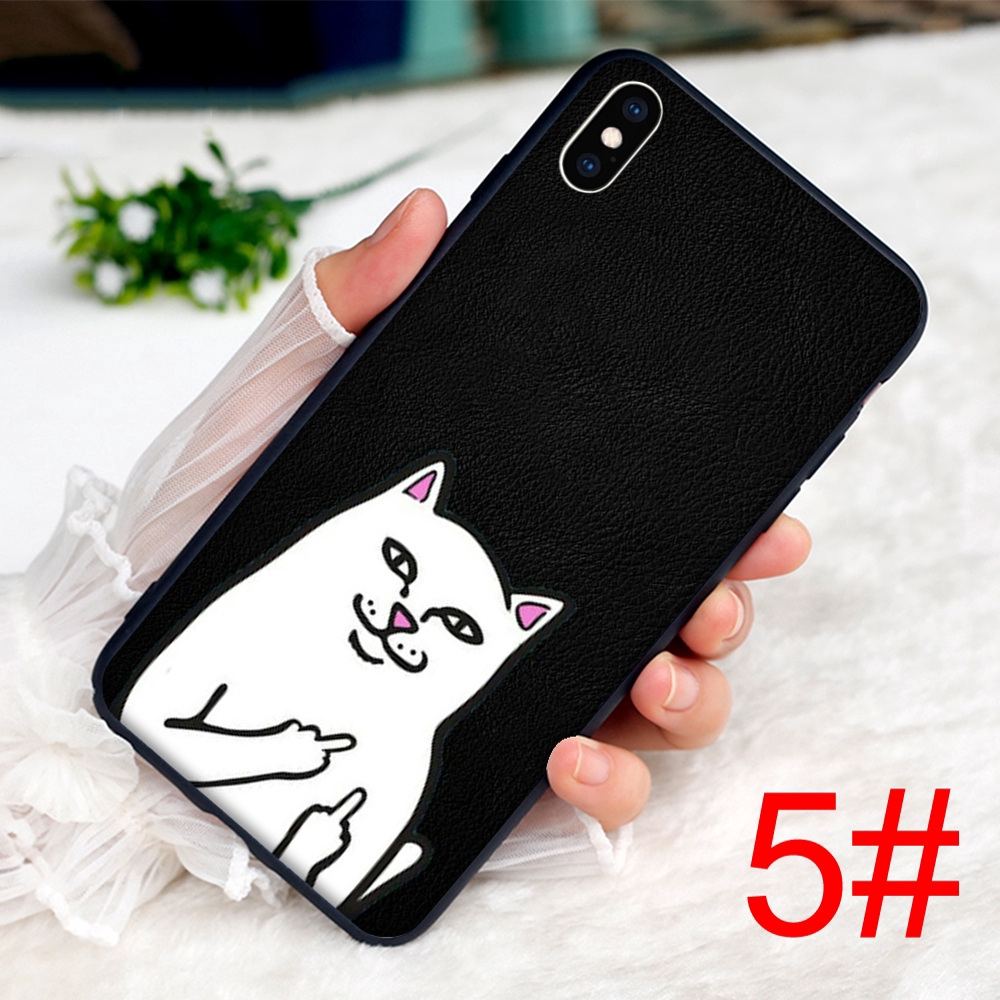 Ốp điện thoại mềm họa tiết mèo giơ ngón giữa ngộ nghĩnh cho iPhone XS Max XR X 7 8 6 6S Plus 5 5S SE