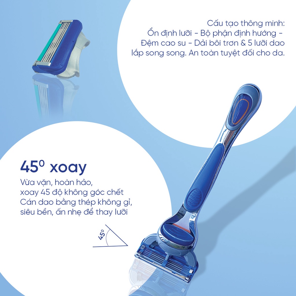 Dao Cạo Râu 5 Lưỡi SIMHA Cao Cấp Có Bao Đựng Silicon