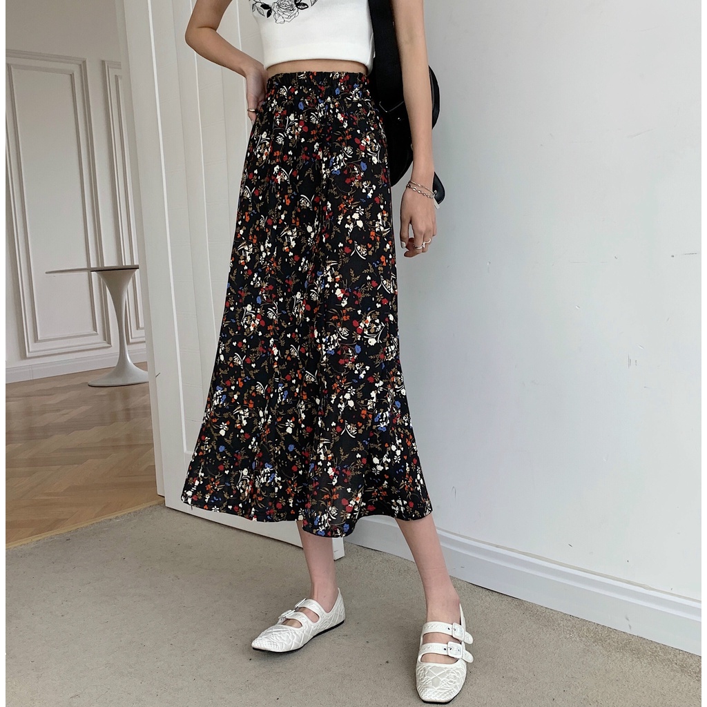 Chân váy hoa SUXI lưng cao thời trang dành cho nữ