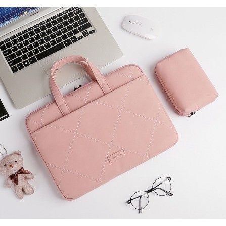 Túi chống sốc da dành cho Laptop Macbook có quai xách gấu cute