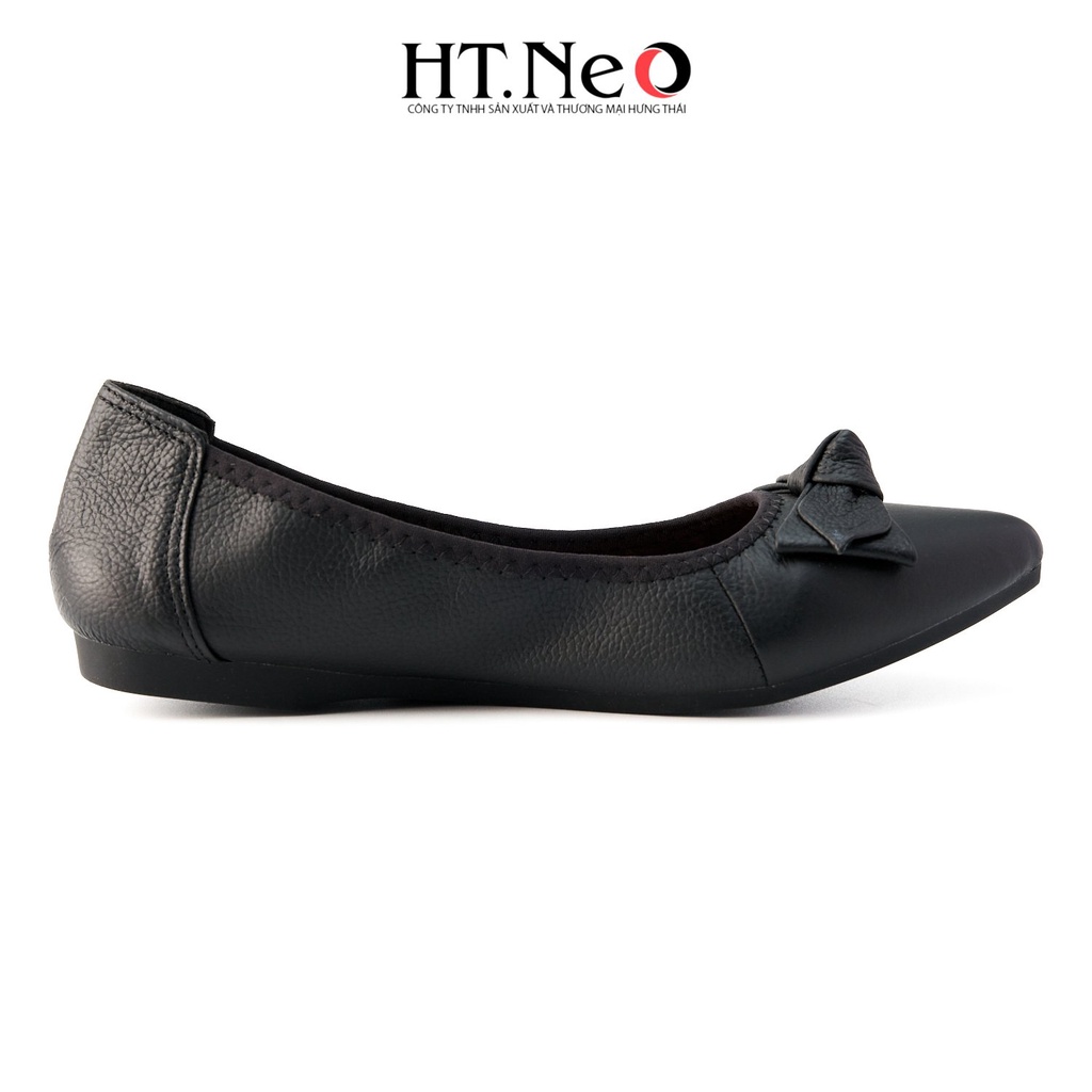 Giày bệt nữ HT.NEO Thiết kế da bò mềm mại, êm chân, kiểu dáng sành điệu đính nơ nổi bật NU97