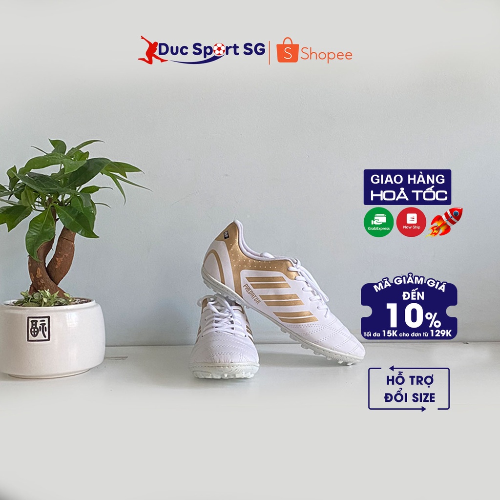 🍒🍍Giày đá bóng Predator trắng sọc vàng chất lượng🍀🌿