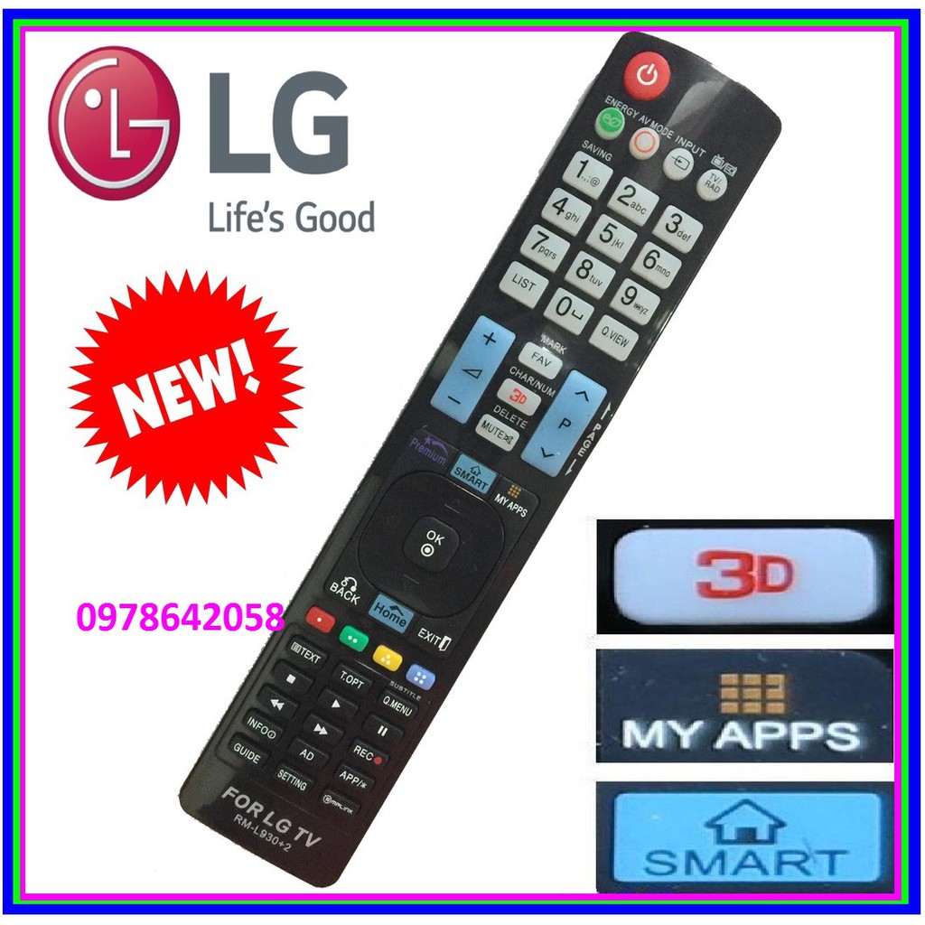 Điều kiển tivi LG Smart RM-L930+2 ( dùng cho tivi smart của lg)