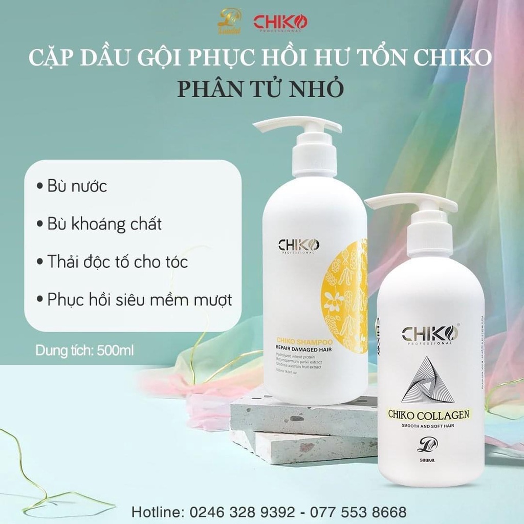DẦU GỘI XẢ SIÊU PHỤC HỒI TÓC CAO CẤP COLLAGEN CHIKO 500ML