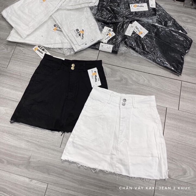 [Mã FAXANH55 giảm 10K đơn 50K] Quần váy jean 2 khuy - 2 mau basic đen, trắng