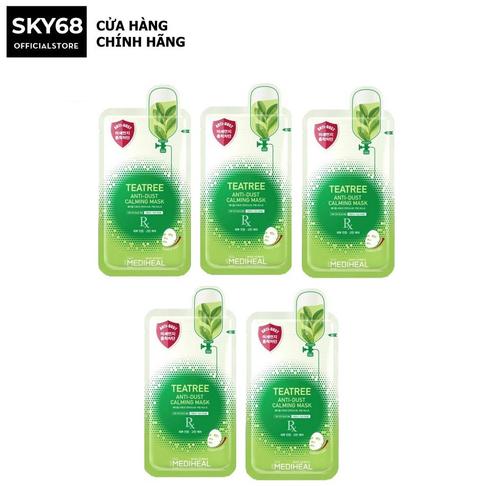 Combo 5 Mặt nạ thải đôc ngăn chặn bụi, giảm mụn, làm dịu da Mediheal Tea Tree Anti-Dust Calming Mask 24ml x 5