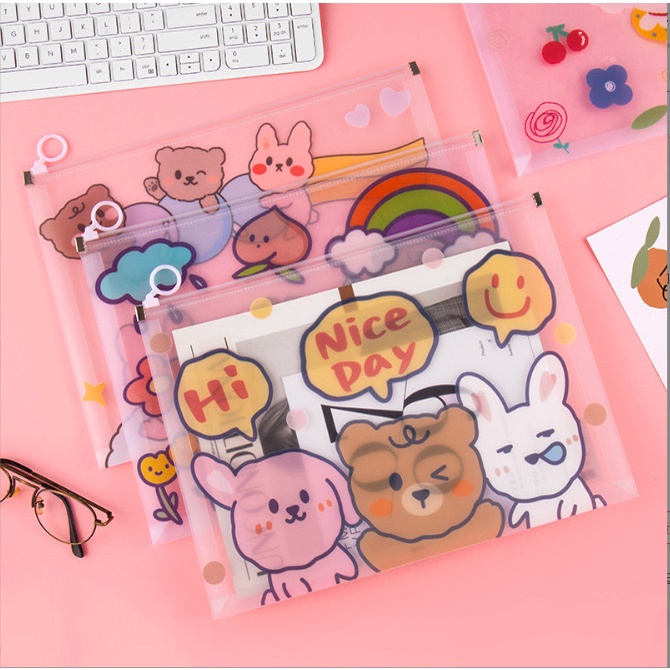 Túi Zip đựng tài liệu, bài kiểm tra A4 hình thú siêu cute BAG U TUIZIPCUTE
