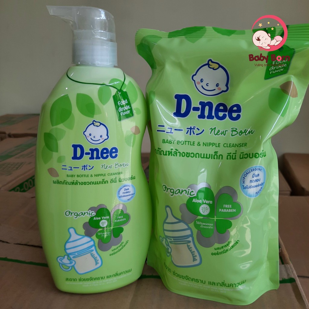 Siêu tiết kiệm kèm quà tặng - Combo nước rửa bình sữa Dnee Organic Thái Lan an toàn cho bé, có thể rửa hoa quả