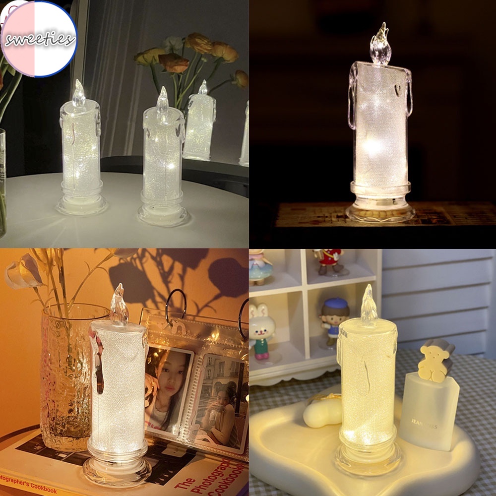 1 Đèn LED Hình Nến Điện Tử Acrylic Trang Trí Nhà Cửa