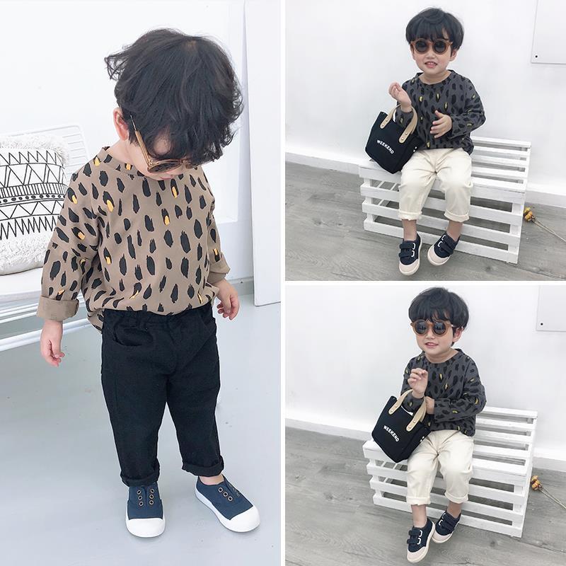 Áo Thun Dài Tay Họa Tiết Da Báo Đáng Yêu Hợp Thời Trang Cho Bé