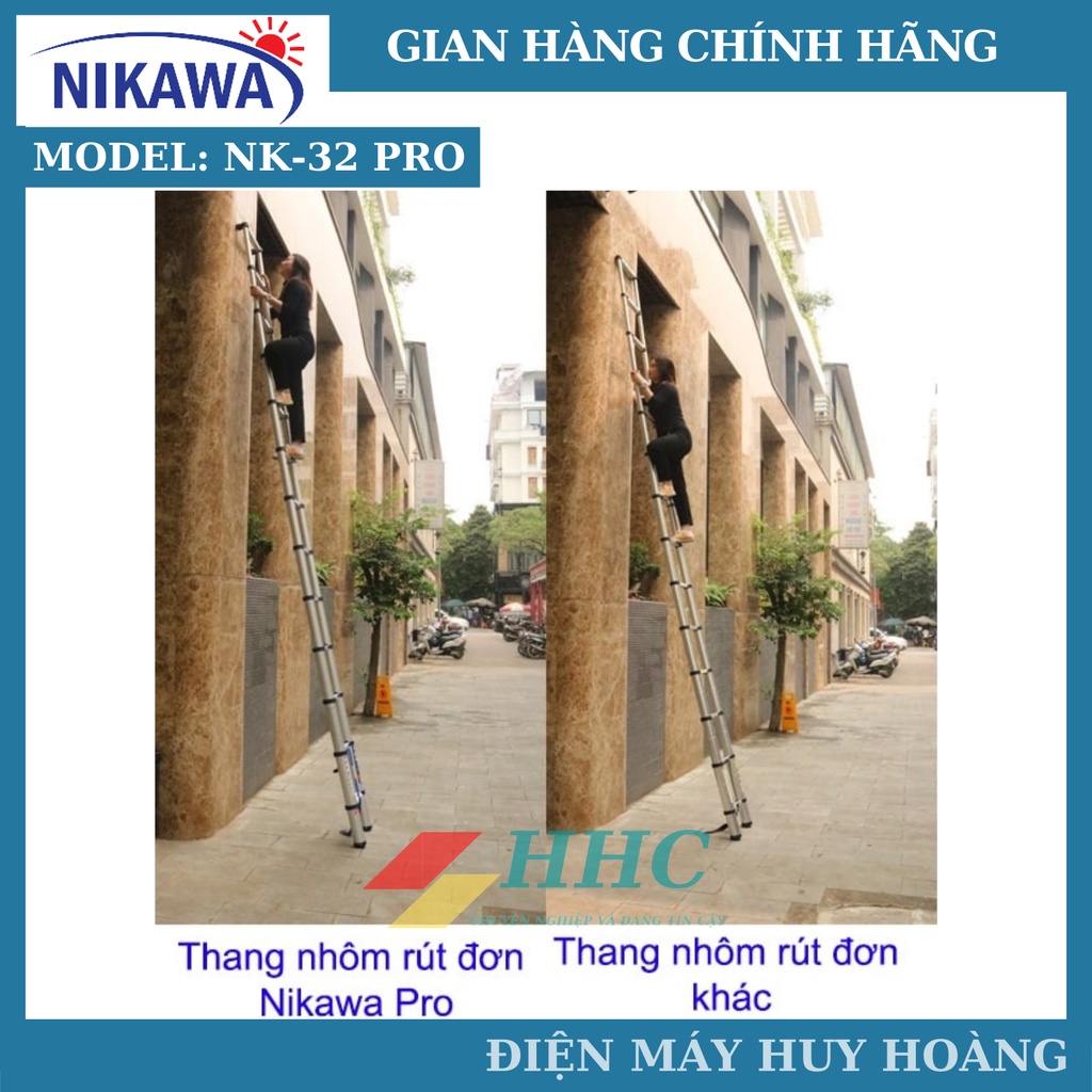 Thang nhôm rút đơn siêu bền Nikawa NK-32 New. NK-32 Pro