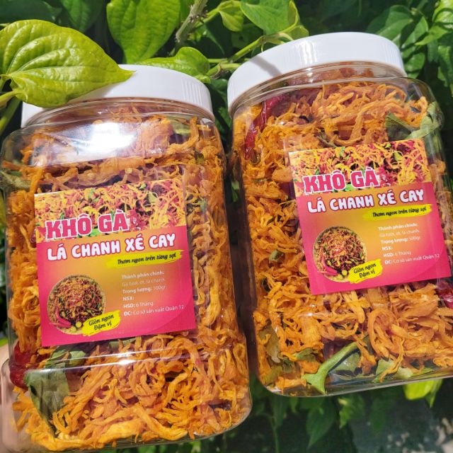 1KG Khô gà lá chanh xé cay, thịt gà sấy khô tẩm gia vị lá chanh ớt cay  - Ăn vặt Thi Thi