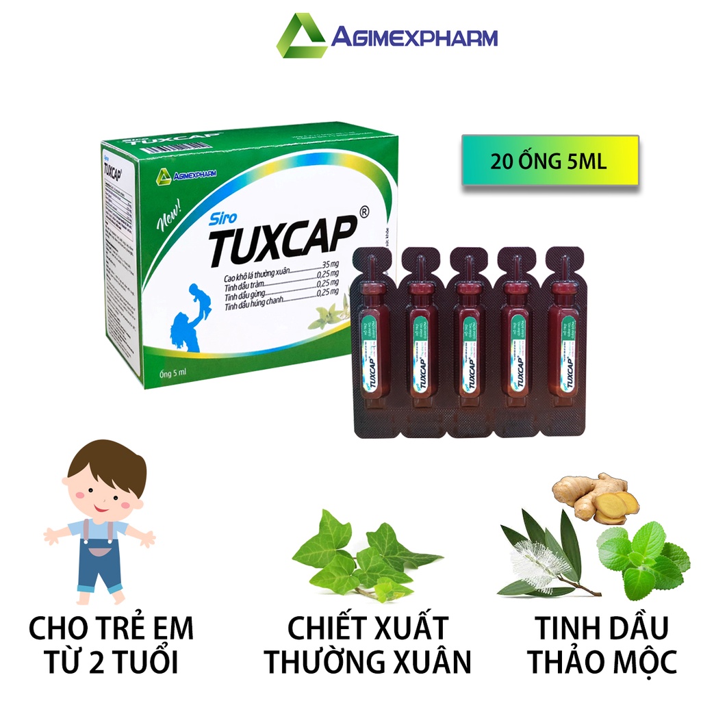 Siro ho lá Thường xuân + Tinh dầu thảo mộc giảm ho, đau rát họng, viêm họng, viêm phế quản - Tuxcap