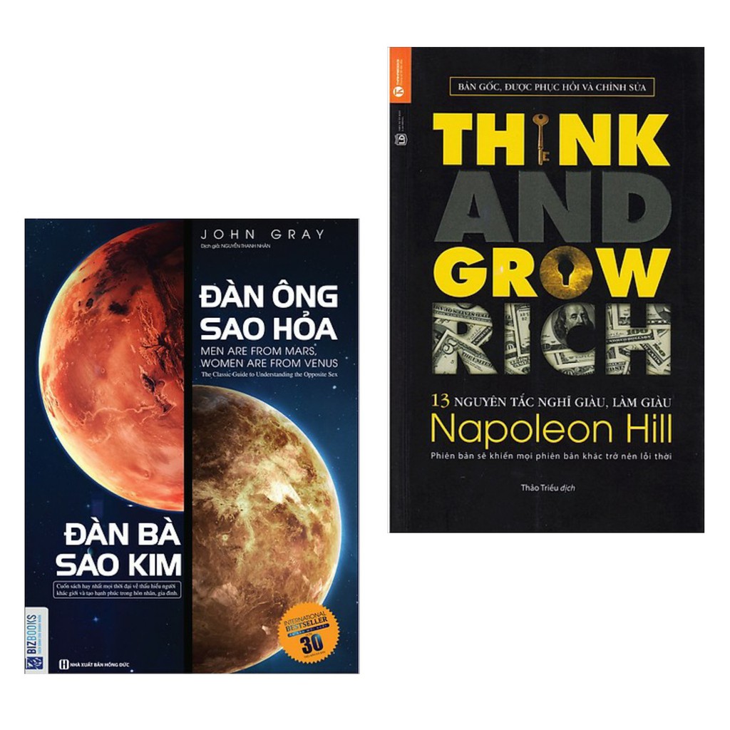 Sách - Combo Đàn Ông Sao Hỏa Đàn Bà Sao Kim + 13 Nguyên Tắc Nghĩ Giàu Làm Giàu - Think And Grow Rich