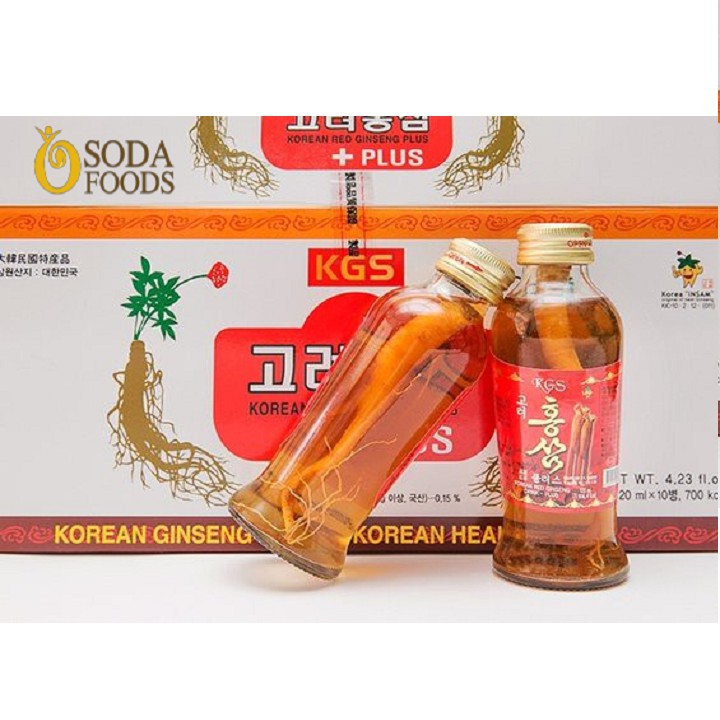 Nước hồng sâm KGS có củ sâm Hàn Quốc hộp 10 chai (120ml)