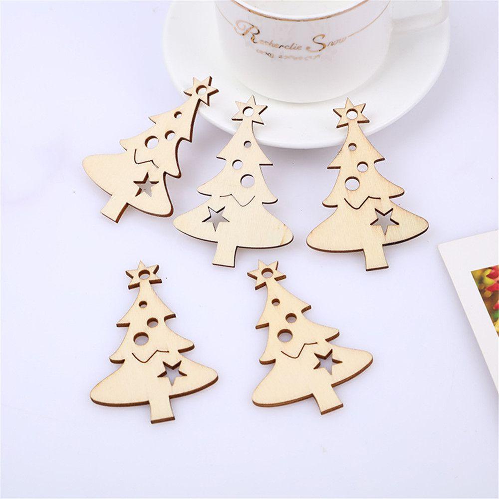 Set 10 Miếng Gỗ Hình Lát Màu Sắc Tự Nhiên Treo Trang Trí Cây Thông Noel DIY