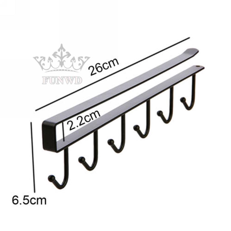 Giá treo đồ dùng gắn tủ thiết kế 6 móc tiện dụng