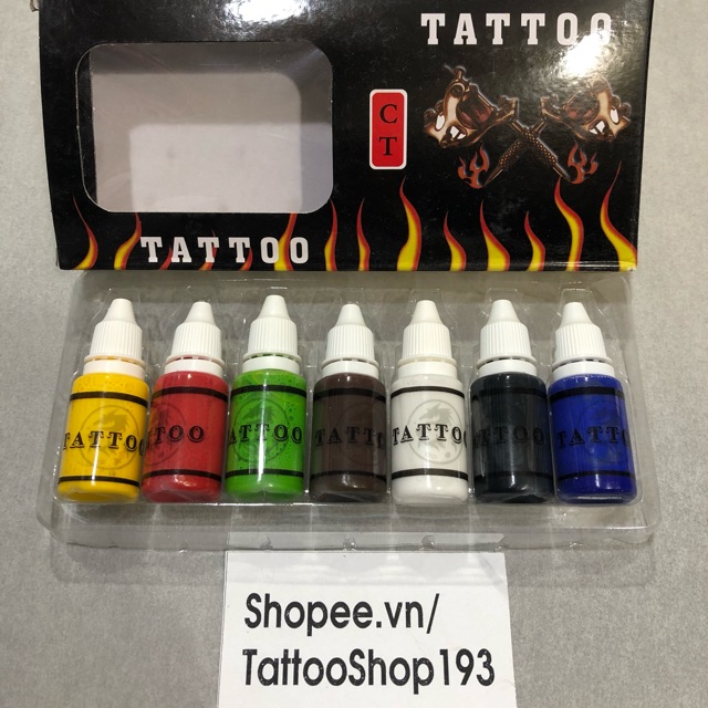 Mực xăm 7 màu loại bình dân Tattoo ink