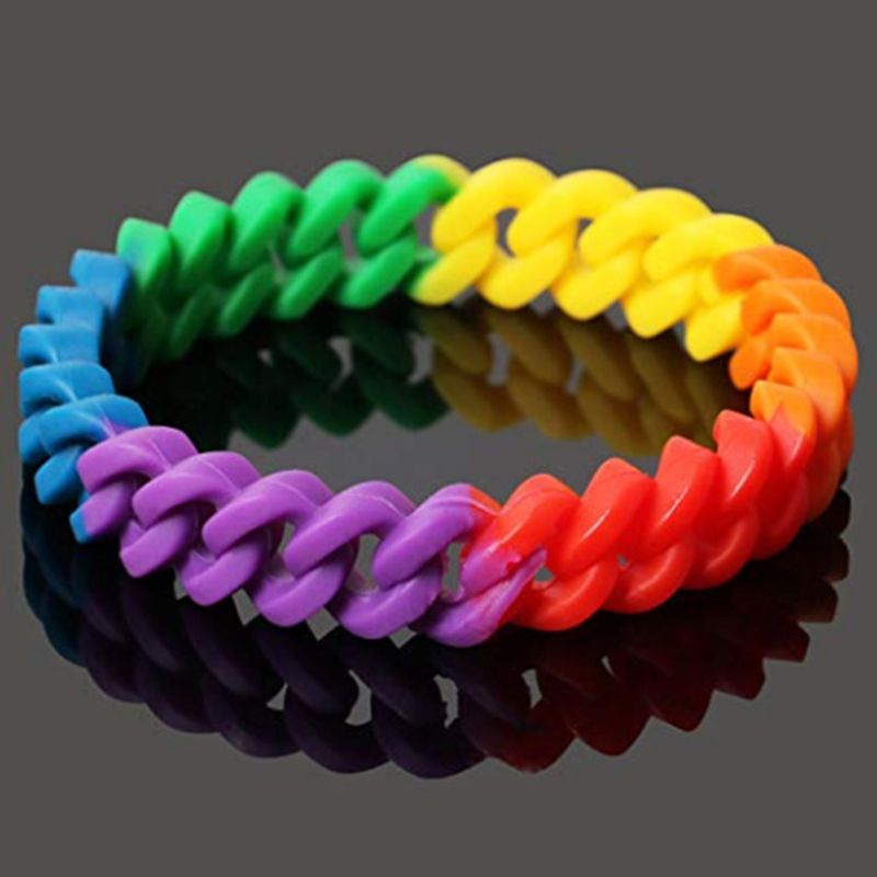 Vòng Đeo Tay Silicone Cao Su Màu Cầu Vồng Cho Nam Nữ