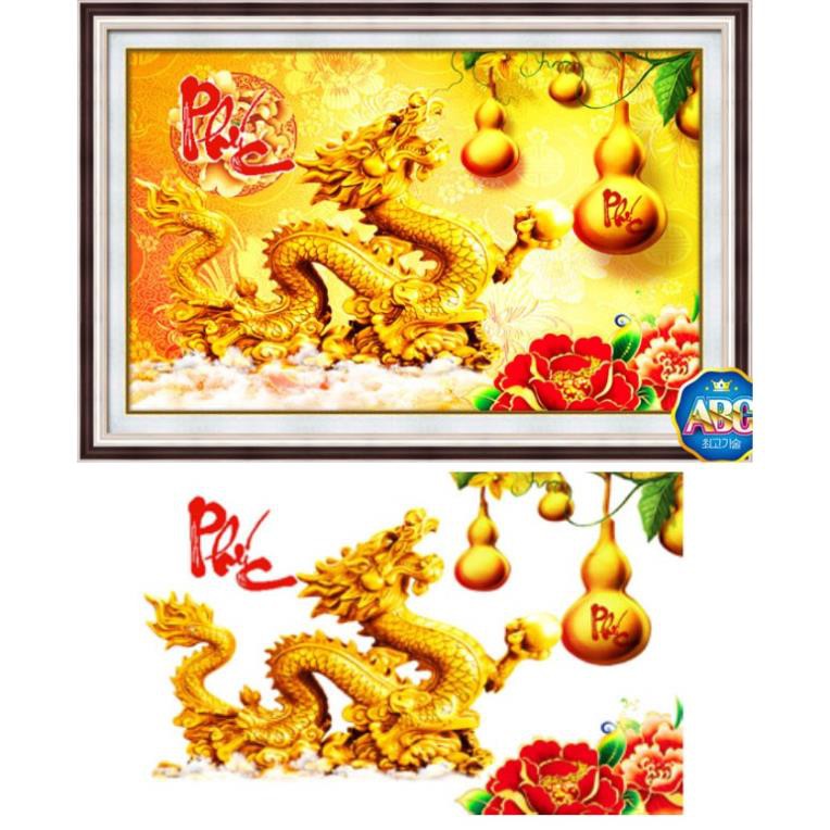 Tranh đính đá Thư pháp Chữ Phúc kt 75*50cm