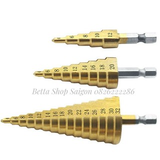 Mũi khoan bước hình nón, mũi khoan tháp nhiều tầng, đuôi lục giác, mạ titan chất lượng cao 4/12/20/32mm