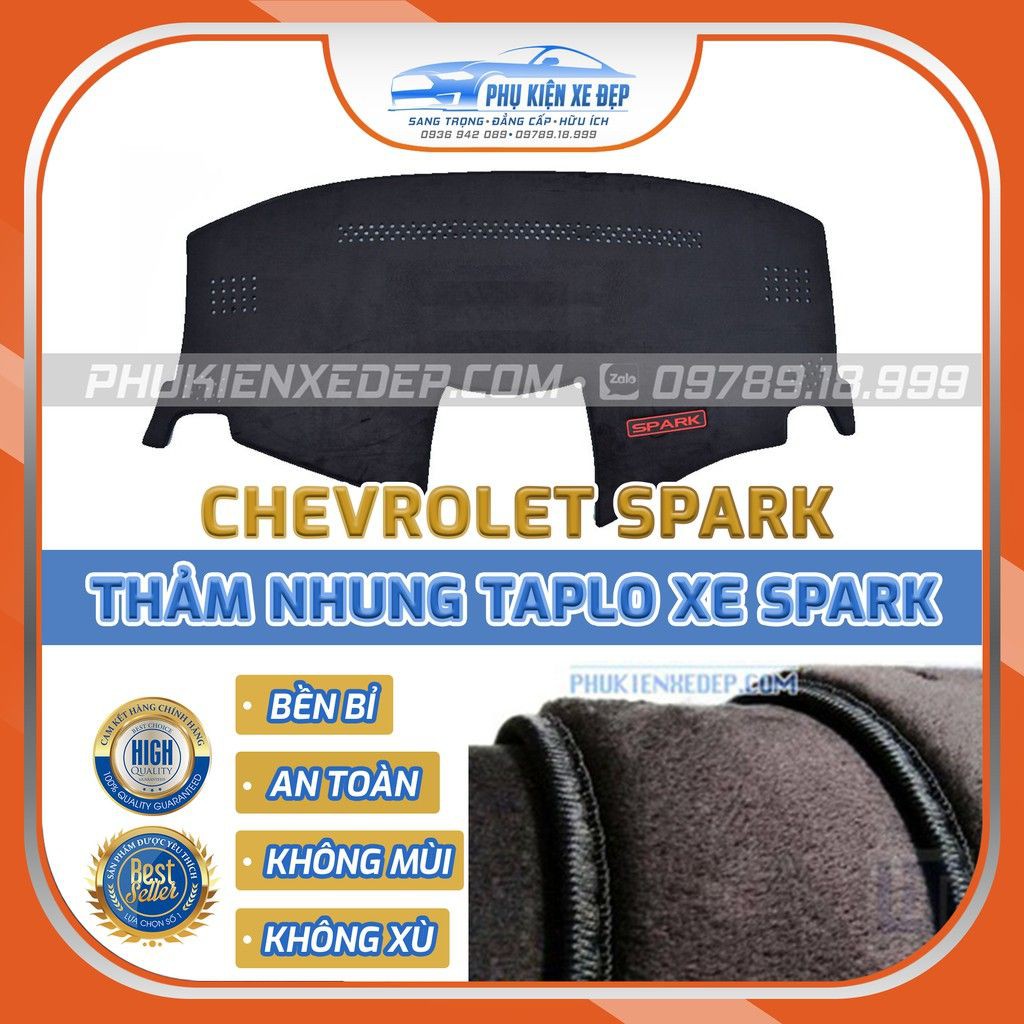 Thảm chống nóng taplo xe Chevrolet SPARK chất liệu Nhung Lông cừu 3 lớp chống trượt