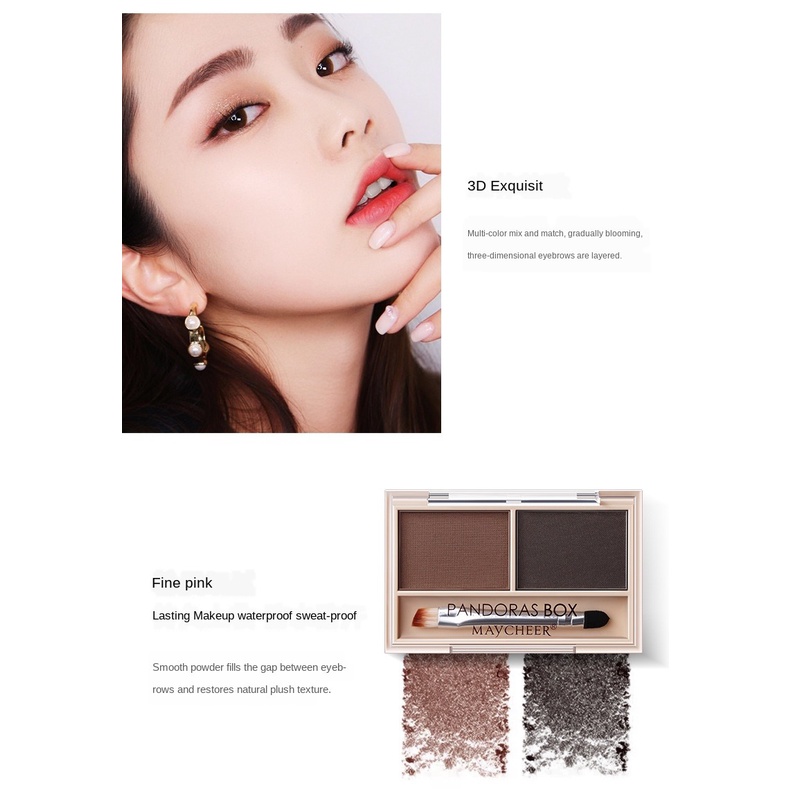Bảng phấn trang điểm lông mày MAYCHEER 2 màu sắc tự nhiên chống thấm nước và mồ hôi lâu trôi