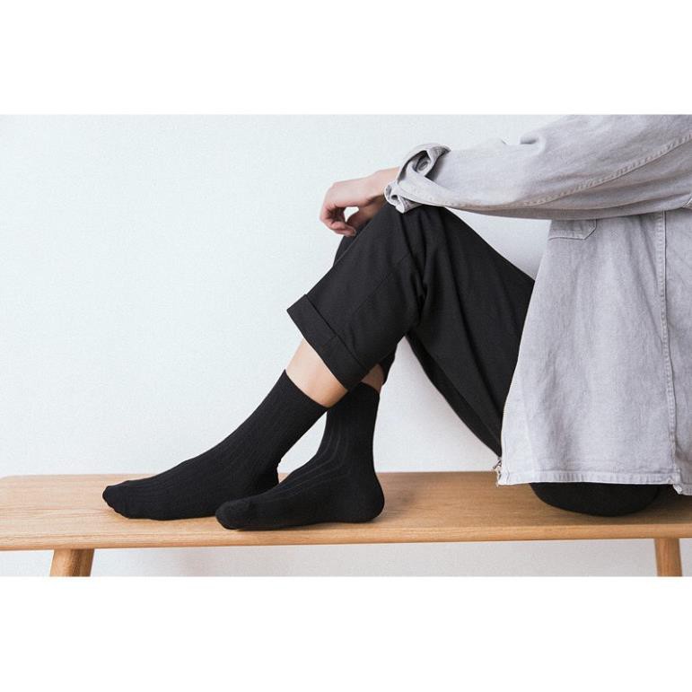 Tất Cao Trơn Ulzzang Tất Nữ Cổ Cao Nhật Bản Cao Cấp Cotton Màu Trơn Tất Nữ Trơn Hàn Quốc Cổ Cao