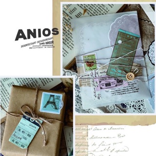  Set note, giấy nền, sticker vintage size to cho sổ planner