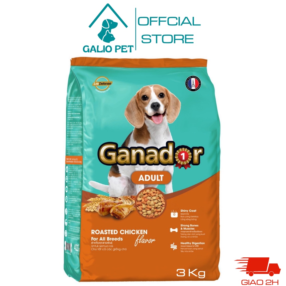 Thức ăn hạt cho chó trưởng thành Ganador vị Gà Nướng, túi 3kg