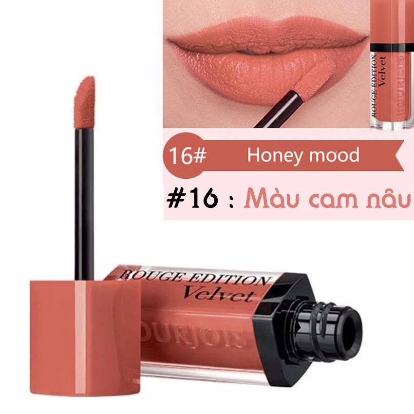 Son kem lì Bourjois Rouge Edition Velvet 7.7ml màu 16 - Honey Mood - Màu cam nâu - Pháp