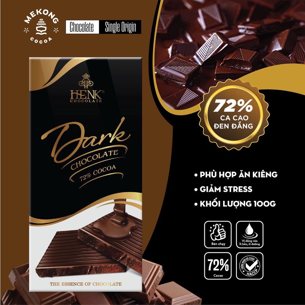 Combo 2 Socola Đen Nguyên Chất MARK&MILK 72% Cocoa Thơm Ngon Có Vị Đắng Vừa Thanh 100g