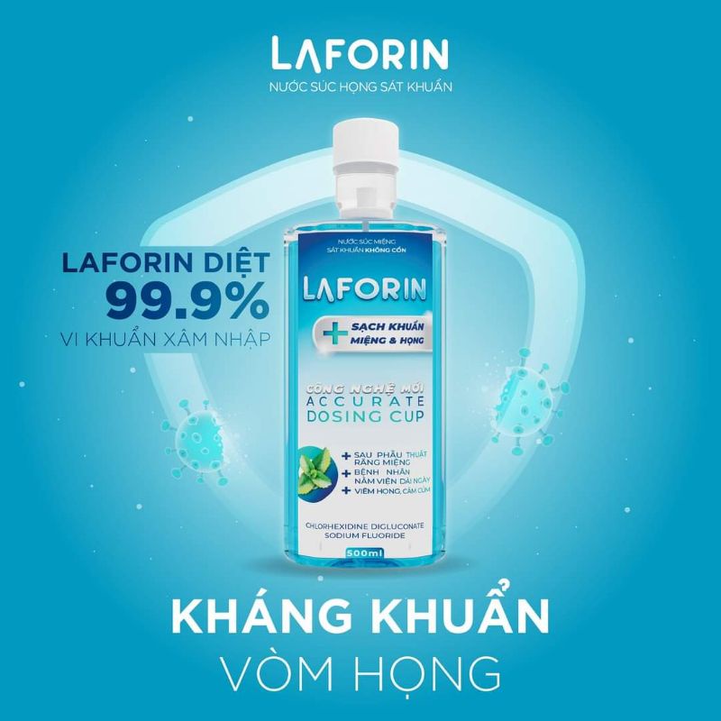 Laforin 500ml - Nước súc miệng sạch khuẩn, ngăn ngừa viêm lợi, đánh bay nhiệt miệng